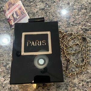 Acrylic Black and Gold Paris Clutch Bag